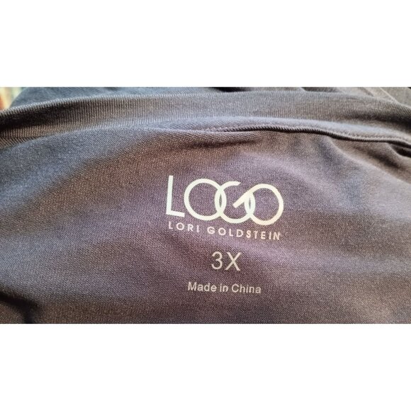 Logo Lori Goldstein 3X Tunic Top Dress Button Front Lace Trim Long Sleeve V Neck - Picture 4 of 4